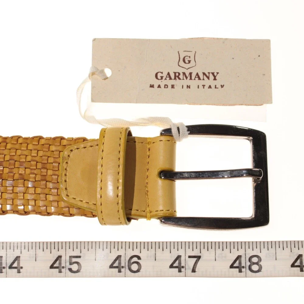 Garmany NWT Woven Belt Size 105 (US 40) in Yellow Leather Made in Italy